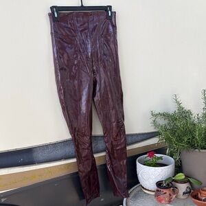 SPANX Deep Red Leather Pants